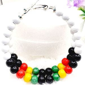 Rasta hoop earrings, African earrings with wooden beads, large hoop earrings 2.8